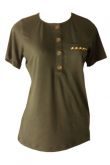 Blusa Viscolycra C/ Bolso, Botões e Stras