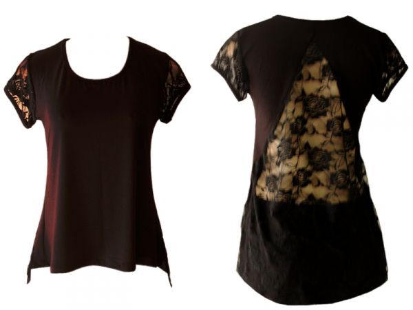 Blusa Viscolycra C/ Renda na mangas e costas